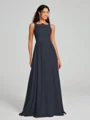A-Line/Princess Square Floor-Length Sleeveless Chiffon Bridesmaid Dress