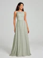 A-Line/Princess Square Floor-Length Sleeveless Chiffon Bridesmaid Dress