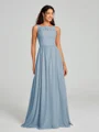 A-Line/Princess Square Floor-Length Sleeveless Chiffon Bridesmaid Dress