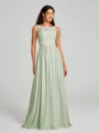 A-Line/Princess Square Floor-Length Sleeveless Chiffon Bridesmaid Dress