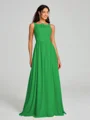 A-Line/Princess Square Floor-Length Sleeveless Chiffon Bridesmaid Dress