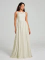 A-Line/Princess Square Floor-Length Sleeveless Chiffon Bridesmaid Dress