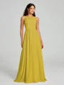 A-Line/Princess Square Floor-Length Sleeveless Chiffon Bridesmaid Dress