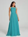 A-Line/Princess Square Floor-Length Sleeveless Chiffon Bridesmaid Dress
