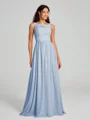 A-Line/Princess Square Floor-Length Sleeveless Chiffon Bridesmaid Dress