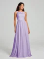 A-Line/Princess Square Floor-Length Sleeveless Chiffon Bridesmaid Dress
