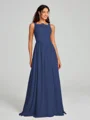 A-Line/Princess Square Floor-Length Sleeveless Chiffon Bridesmaid Dress