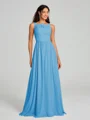 A-Line/Princess Square Floor-Length Sleeveless Chiffon Bridesmaid Dress