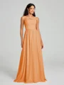 A-Line/Princess Square Floor-Length Sleeveless Chiffon Bridesmaid Dress