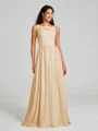 A-Line/Princess Square Floor-Length Sleeveless Chiffon Bridesmaid Dress