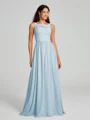 A-Line/Princess Square Floor-Length Sleeveless Chiffon Bridesmaid Dress