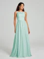 A-Line/Princess Square Floor-Length Sleeveless Chiffon Bridesmaid Dress