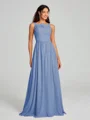 A-Line/Princess Square Floor-Length Sleeveless Chiffon Bridesmaid Dress