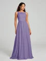 A-Line/Princess Square Floor-Length Sleeveless Chiffon Bridesmaid Dress