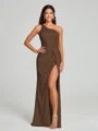 Sheath/Column One-Shoulder Floor-Length Sleeveless Silk Like Satin Bridesmaid Dress