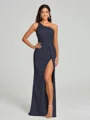 Sheath/Column One-Shoulder Floor-Length Sleeveless Silk Like Satin Bridesmaid Dress