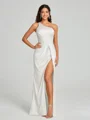 Sheath/Column One-Shoulder Floor-Length Sleeveless Silk Like Satin Bridesmaid Dress