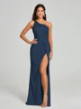 Sheath/Column One-Shoulder Floor-Length Sleeveless Silk Like Satin Bridesmaid Dress
