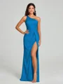 Sheath/Column One-Shoulder Floor-Length Sleeveless Silk Like Satin Bridesmaid Dress