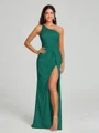 Sheath/Column One-Shoulder Floor-Length Sleeveless Silk Like Satin Bridesmaid Dress