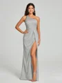 Sheath/Column One-Shoulder Floor-Length Sleeveless Silk Like Satin Bridesmaid Dress