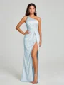 Sheath/Column One-Shoulder Floor-Length Sleeveless Silk Like Satin Bridesmaid Dress