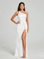 Sheath/Column One-Shoulder Floor-Length Sleeveless Silk Like Satin Bridesmaid Dress