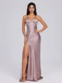 Sheath V-neck Floor-Length Silk Like Satin Bridesmaid Dress