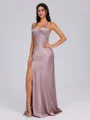 Sheath V-neck Floor-Length Silk Like Satin Bridesmaid Dress