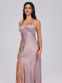 Sheath V-neck Floor-Length Silk Like Satin Bridesmaid Dress