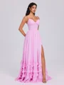 A-line V-neck Ruffles Floor-Length Chiffon Corset Bridesmaid Dress