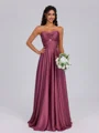 A-line Sweetheart Pleated Floor-Length Silk Like Satin Bridesmaid Dress