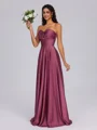 A-line Sweetheart Pleated Floor-Length Silk Like Satin Bridesmaid Dress