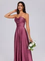 A-line Sweetheart Pleated Floor-Length Silk Like Satin Bridesmaid Dress