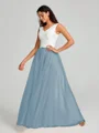 A-Line/Princess V-neck Floor-Length Sleeveless Tulle Bridesmaid Dress