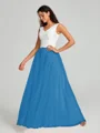 A-Line/Princess V-neck Floor-Length Sleeveless Tulle Bridesmaid Dress