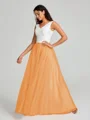A-Line/Princess V-neck Floor-Length Sleeveless Tulle Bridesmaid Dress
