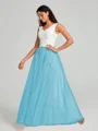 A-Line/Princess V-neck Floor-Length Sleeveless Tulle Bridesmaid Dress