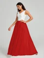 A-Line/Princess V-neck Floor-Length Sleeveless Tulle Bridesmaid Dress