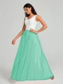 A-Line/Princess V-neck Floor-Length Sleeveless Tulle Bridesmaid Dress