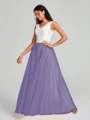 A-Line/Princess V-neck Floor-Length Sleeveless Tulle Bridesmaid Dress