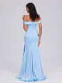Sheath Off-the-Shoulder Ruffles Floor-Length Charmeuse Bridesmaid Dress
