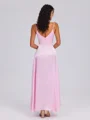 A-line V-neck Pleated Ankle-Length Silk Like Satin Bridesmaid Dress