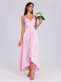 A-line V-neck Pleated Ankle-Length Silk Like Satin Bridesmaid Dress