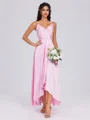 A-line V-neck Pleated Ankle-Length Silk Like Satin Bridesmaid Dress