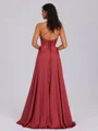 A-line One-Shoulder Pleated Floor-Length Silk Like Satin Bridesmaid Dress