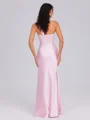 Sheath One-Shoulder Pleated Ankle-Length Silk Like Satin Bridesmaid Dress
