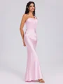 Sheath One-Shoulder Pleated Ankle-Length Silk Like Satin Bridesmaid Dress