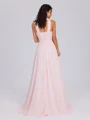 A-line Halter Pleated Floor-Length Chiffon Bridesmaid Dress
