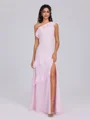 A-line One-Shoulder Cascading Ruffles Ankle-Length Chiffon Bridesmaid Dress